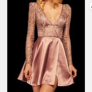 NWT Sherri Hill Mauve Lace Mini Dress Size 2  Prom Homecoming Cocktail, Wedding